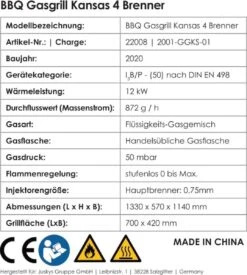 Kansas Gasgrill Barbecue - 4 Pits - RVS -Barbecues Winkel 1077x1200