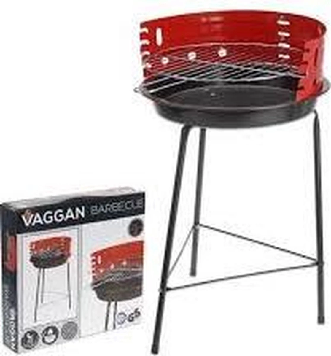 Houtskoolbarbecue Ø33 Cm | Verstelbare Grill BBQ | Halfopen | Zwart / Rood 11 Houtskoolbarbecue Ø33 Cm | Verstelbare Grill BBQ | Halfopen | Zwart / Rood - Afbeelding 9