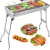 Uten - Houtskoolbarbecue - Opvouwbare Barbecue - Houtskoolbarbecues - Draagbare Camping Barbecue - 430 Roestvrij Staal Grill BBQ - 5-10 Persoon Tuin Buitenfeest - Zilver -Barbecues Winkel 1133x1200 1