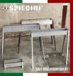 Spiedini Saté-bbq Bali 40 Mini - Kleine, Smalle Houtskoolbarbecue Met Horizontaal Rooster Voor Sate Of Andere Spiesjes - 40 Cm Lang, 11 Cm Breed, 14 Cm Hoog - Ideaal Voor Tuin- Of Open Haard, Of Balkon - Materiaal: Gealuminiseerd Ijzer -Barbecues Winkel 1153x1200 4