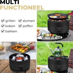 Ozocozy BBQ-ONE Houtskool Tafelbarbecue - Ø30 Cm- Zwart - Incl. Draagtas, Siliconen Bakkwast En RVS-Barbecuetang -Barbecues Winkel 1193x1200 2