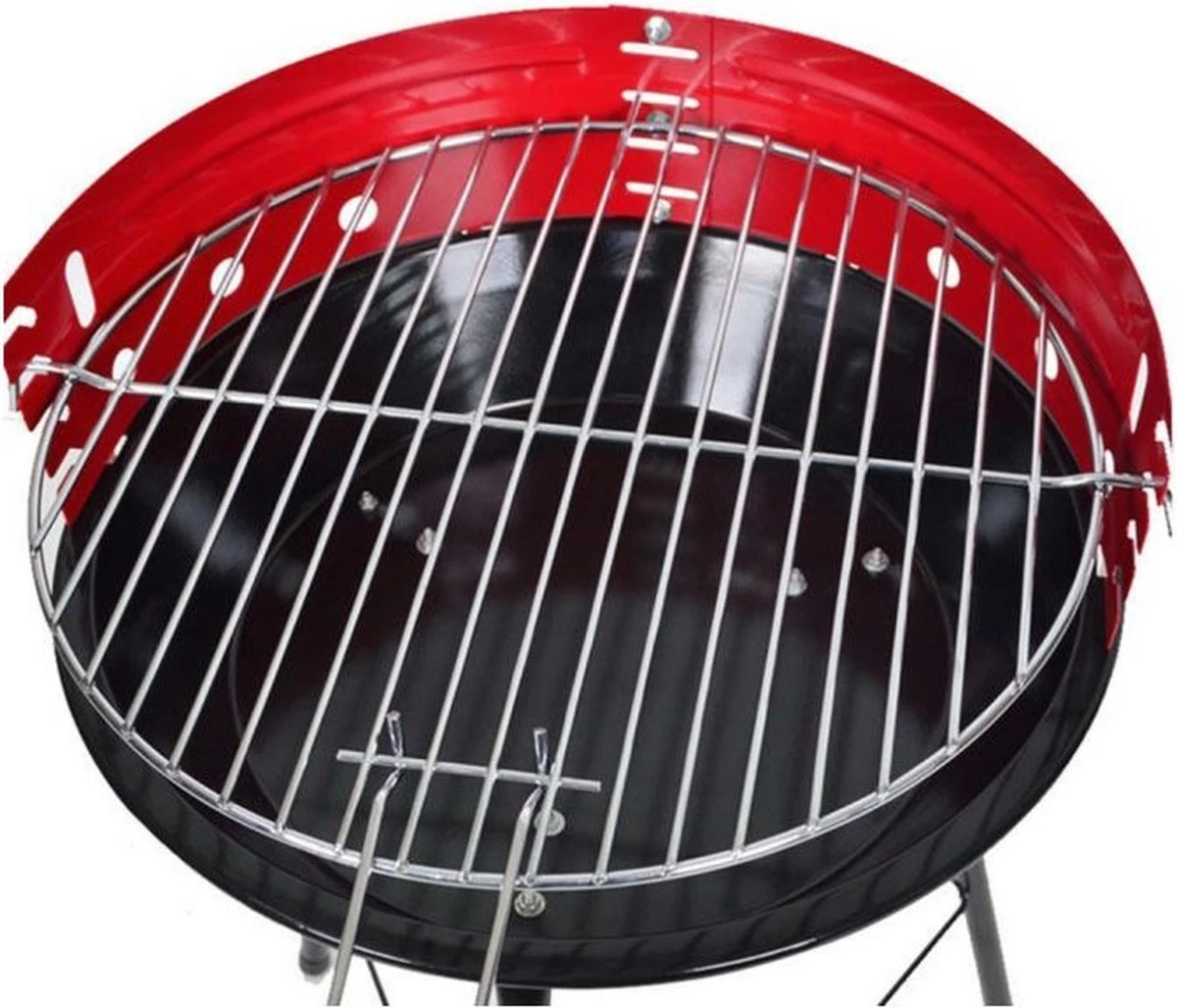 Houtskoolbarbecue Ø33 Cm | Verstelbare Grill BBQ | Halfopen | Zwart / Rood 10 Houtskoolbarbecue Ø33 Cm | Verstelbare Grill BBQ | Halfopen | Zwart / Rood - Afbeelding 8
