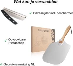 Pizzaschep – Inclusief Pizzasnijder – Opvouwbaar – Pizzaspatel – Pizza Schep – Taartschep – 30cm - Qwality -Barbecues Winkel 1200x1095