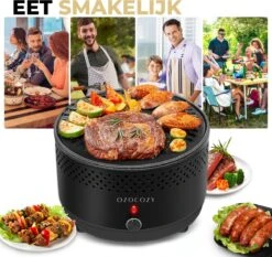 Ozocozy BBQ-ONE Houtskool Tafelbarbecue - Ø30 Cm- Zwart - Incl. Draagtas, Siliconen Bakkwast En RVS-Barbecuetang -Barbecues Winkel 1200x1133 2