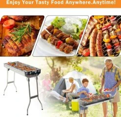 Uten - Houtskoolbarbecue - Opvouwbare Barbecue - Houtskoolbarbecues - Draagbare Camping Barbecue - 430 Roestvrij Staal Grill BBQ - 5-10 Persoon Tuin Buitenfeest - Zilver -Barbecues Winkel 1200x1162 6