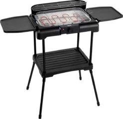 Princess 112250 Elektrische BBQ Met Zijplanken - BBQ - 40x25cm - Met En Zonder Statief Te Gebruiken - Met Zijplankjes - Ook Te Gebruiken Als Tafelgrill - 2200W -Barbecues Winkel 1200x1163