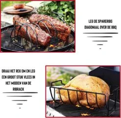 Rednas Sparerib Rek Bbq - Incl. Bakkwast - Bbq Rek - Bbq Accessoires - Rib Rack - Kiphouder - Bbq Gereedschap -Barbecues Winkel 1200x1171 1