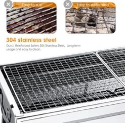 Uten - Houtskoolbarbecue - Opvouwbare Barbecue - Houtskoolbarbecues - Draagbare Camping Barbecue - 430 Roestvrij Staal Grill BBQ - 5-10 Persoon Tuin Buitenfeest - Zilver -Barbecues Winkel 1200x1184 3