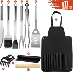 Squago BBQ Accesoires XXL Set Met Schort - Gereedschap - Gereedschapset Tang Borstel Mat -Barbecues Winkel 1200x1189
