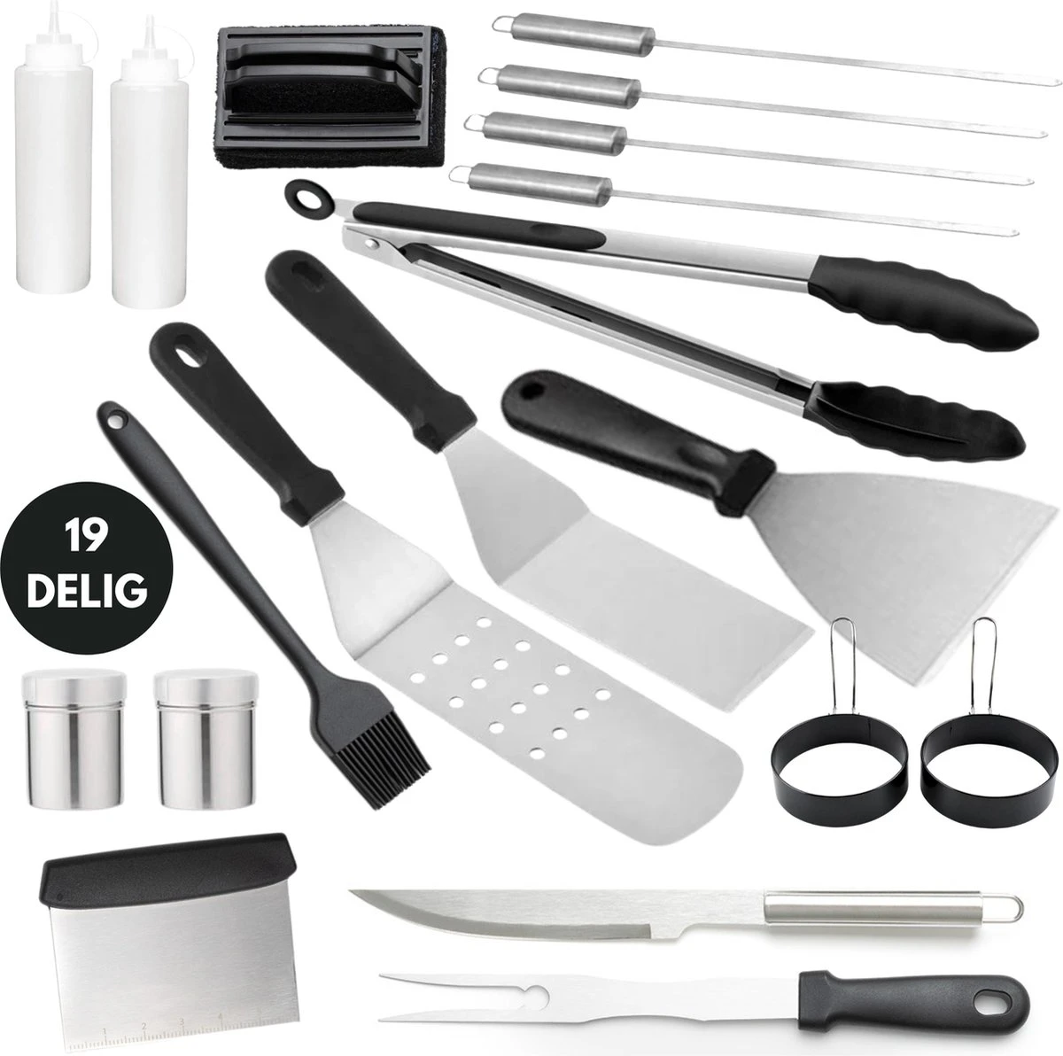 BBQ Gereedschapset - Opbergtas - BBQ Accessoires - BBQ Tang - BBQ Set - BBQ Borstel - BBQ Gereedschap - Roestvrij Staal 3 BBQ Gereedschapset - Opbergtas - BBQ Accessoires - BBQ Tang - BBQ Set - BBQ Borstel - BBQ Gereedschap - Roestvrij Staal