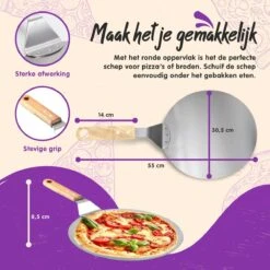 Nowad Pizzaschep RVS Rond Voor BBQ En Oven - 30,5 Cm - Pizzaspatel - Taartschep - Houten Handvat - Ophangbaar - Rond - Vaatwasbestendig - Keukenaccessoires -Barbecues Winkel 1200x1200 100