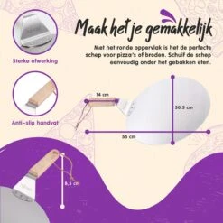 Nowad Pizzaschep RVS Rond Voor BBQ En Oven - 30,5 Cm - Pizzaspatel - Taartschep - Houten Handvat - Ophangbaar - Rond - Vaatwasbestendig - Keukenaccessoires -Barbecues Winkel 1200x1200 104