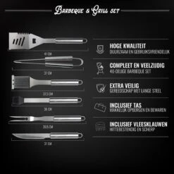 Mountain Jack® 40-Delige Luxe BBQ Grill Accessoires Set In Roestvrij Staal – Barbecue Gereedschap – Tangenset, Vlees Thermometer, Vleestang, Borstel, Spiezen, Vleesmes, Vleesvork 15 Mountain Jack® 40-Delige Luxe BBQ Grill Accessoires Set In Roestvrij Staal – Barbecue Gereedschap – Tangenset, Vlees Thermometer, Vleestang, Borstel, Spiezen, Vleesmes, Vleesvork -Barbecues Winkel 1200x1200 114