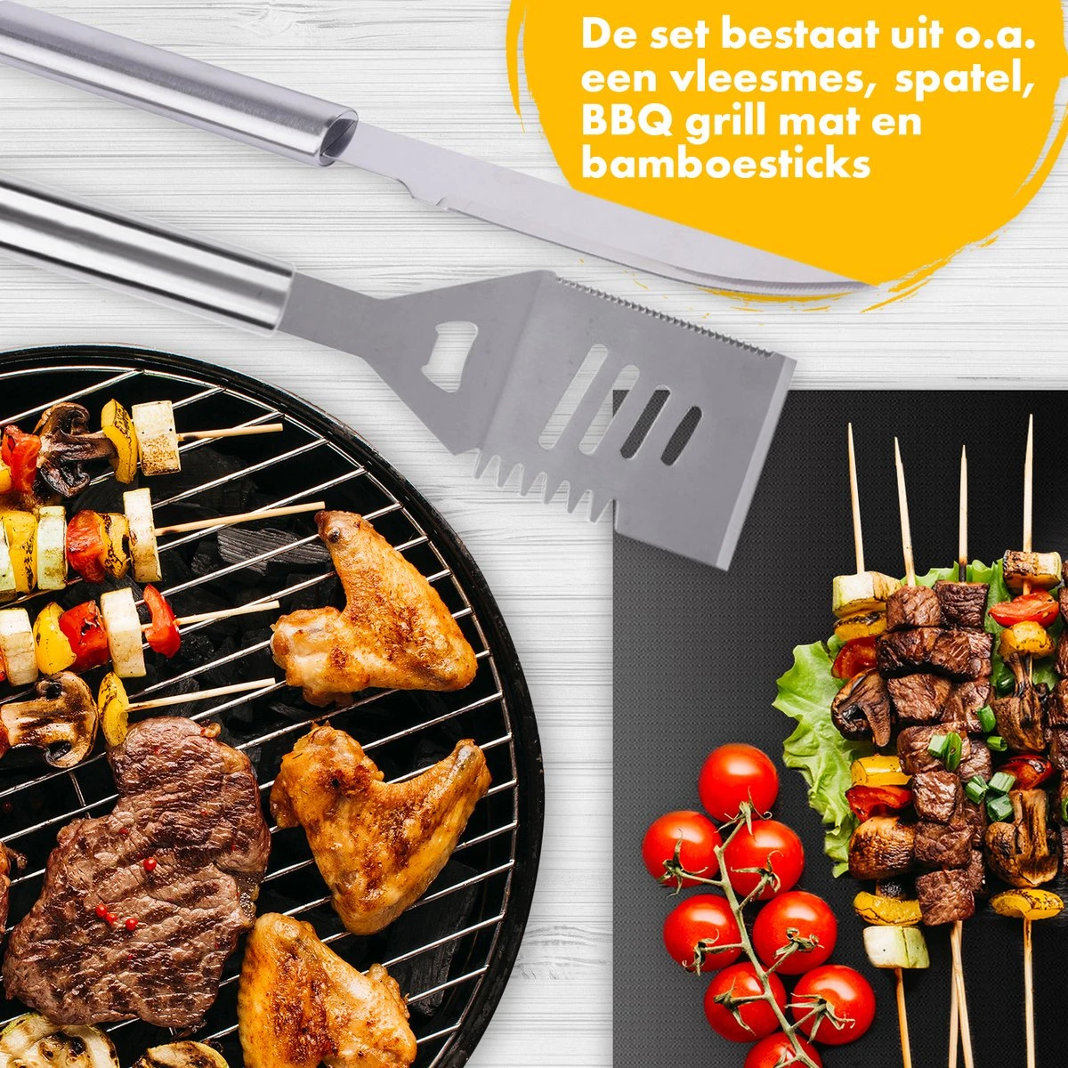 BBQ Accesoires Set Gereedschap Tang Borstel Barbecue Kookgerei - 10 Delig 10 BBQ Accesoires Set Gereedschap Tang Borstel Barbecue Kookgerei - 10 Delig - Afbeelding 8