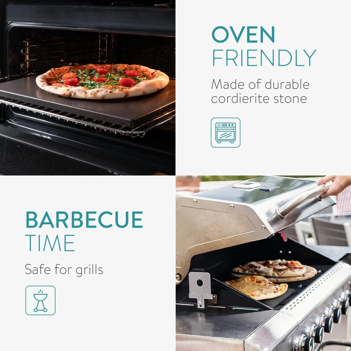 Navaris Pizzasteen XL Voor Oven En Barbecue - Rechthoekige Pizzaplaat 38 X 30 Cm - Inclusief Receptenboek - Keramisch Geglazuurd - Zwart 5 Navaris Pizzasteen XL Voor Oven En Barbecue - Rechthoekige Pizzaplaat 38 X 30 Cm - Inclusief Receptenboek - Keramisch Geglazuurd - Zwart - Afbeelding 3