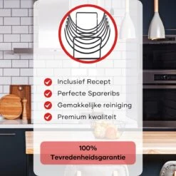 PROKING Sparerib Barbecue Rek – BBQ Accessoires – Inclusief Sparerib Recept – Anti-aanbak Lag – 35 X 19.5 X 11.5 CM -Barbecues Winkel 1200x1200 386
