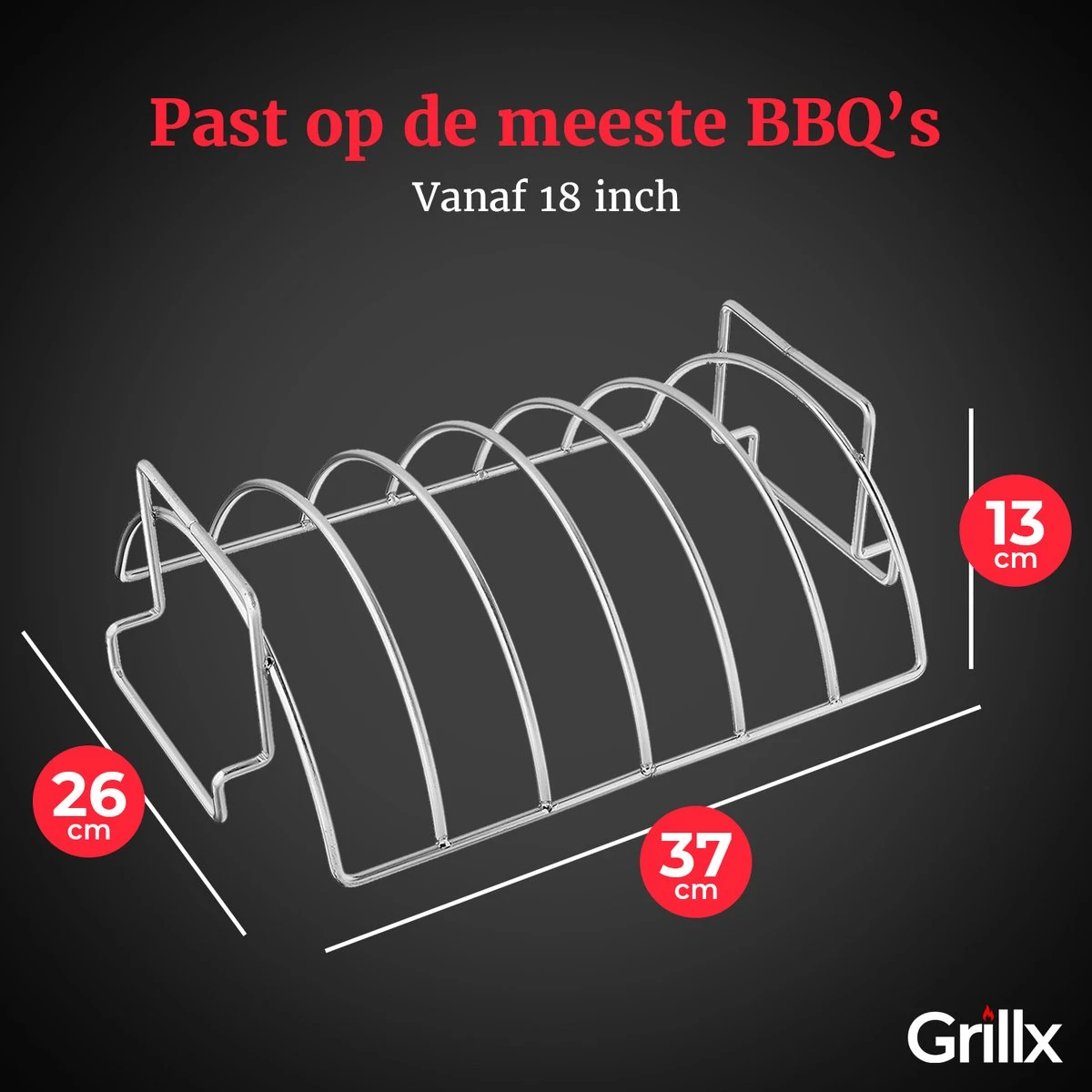 GrillX Sparerib Rek BBQ - Rib Rack Houder - Barbecue Spareribs Rek - BBQ Accesoires 5 GrillX Sparerib Rek BBQ - Rib Rack Houder - Barbecue Spareribs Rek - BBQ Accesoires - Afbeelding 3