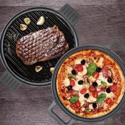 Chefs Cuisine Gietijzeren Grillpan - Grillpan Gietijzer - Gietijzer Bbq Grillpan - Gietijzeren Grillplaat - Pizzasteen - Plancha Gietijzer - Gietijzeren Bakplaat - Rond 36 Cm - Dubbelzijdig -Barbecues Winkel 1200x1200 395