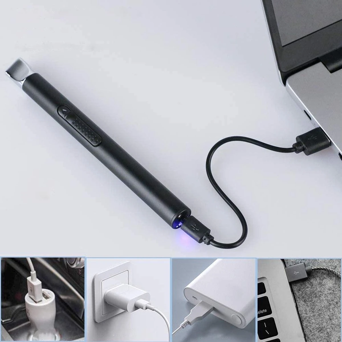 Oplaadbare Lange Elektrische Aansteker - Duurzame Plasma Aansteker - Inclusief Cadeauverpakking - BBQ - Kaarsen - Zwart 8 Oplaadbare Lange Elektrische Aansteker - Duurzame Plasma Aansteker - Inclusief Cadeauverpakking - BBQ - Kaarsen - Zwart - Afbeelding 6