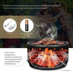 Ozocozy BBQ-ONE Houtskool Tafelbarbecue - Ø30 Cm- Zwart - Incl. Draagtas, Siliconen Bakkwast En RVS-Barbecuetang -Barbecues Winkel 1200x1200 581