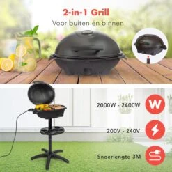KitchenBrothers Elektrische BBQ - Met Grillplaat - Anti-aanbaklaag - Incl. Plank/Houders - Grilloppervlak 46,5x33,8cm - Tot 300°C - 2400W - Zwart 17 KitchenBrothers Elektrische BBQ - Met Grillplaat - Anti-aanbaklaag - Incl. Plank/Houders - Grilloppervlak 46,5x33,8cm - Tot 300°C - 2400W - Zwart -Barbecues Winkel 1200x1200 601