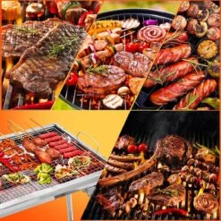 Uten - Houtskoolbarbecue - Opvouwbare Barbecue - Houtskoolbarbecues - Draagbare Camping Barbecue - 430 Roestvrij Staal Grill BBQ - 5-10 Persoon Tuin Buitenfeest - Zilver -Barbecues Winkel 1200x1200 651
