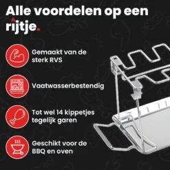GrillX Kippenvleugelhouder - Kiphouder Voor BBQ & Oven - RVS - BBQ Accesoires 11 GrillX Kippenvleugelhouder - Kiphouder Voor BBQ & Oven - RVS - BBQ Accesoires -Barbecues Winkel 1200x1200 74