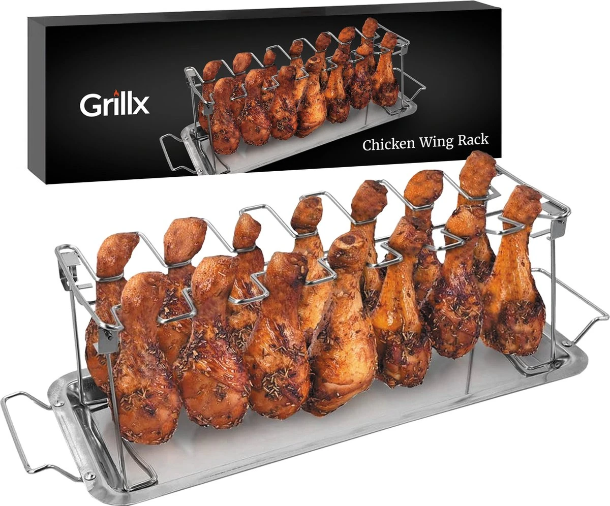 GrillX Kippenvleugelhouder - Kiphouder Voor BBQ & Oven - RVS - BBQ Accesoires 3 GrillX Kippenvleugelhouder - Kiphouder Voor BBQ & Oven - RVS - BBQ Accesoires