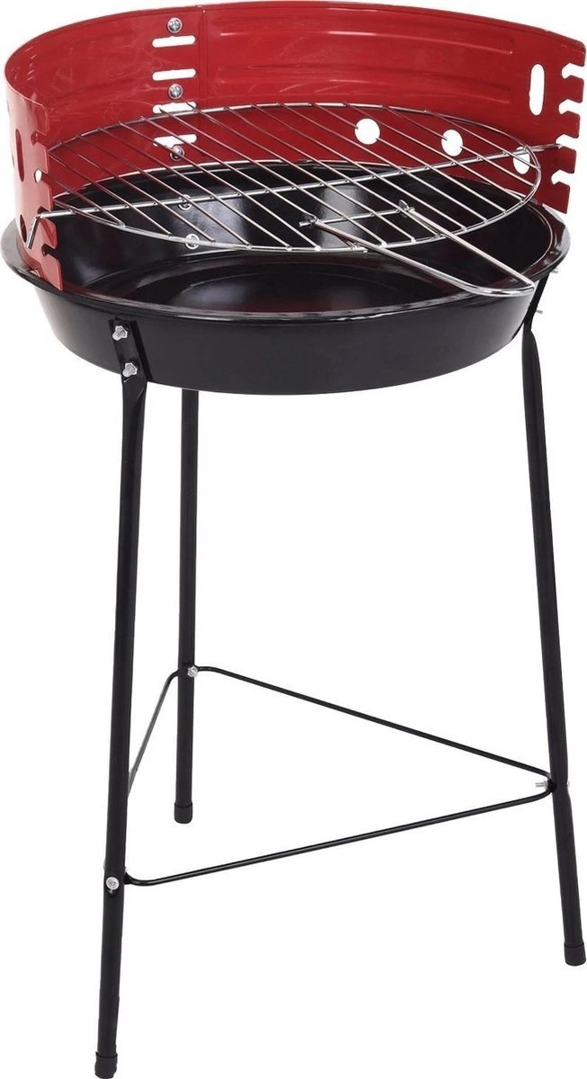 Houtskoolbarbecue Ø33 Cm | Verstelbare Grill BBQ | Halfopen | Zwart / Rood 3 Houtskoolbarbecue Ø33 Cm | Verstelbare Grill BBQ | Halfopen | Zwart / Rood