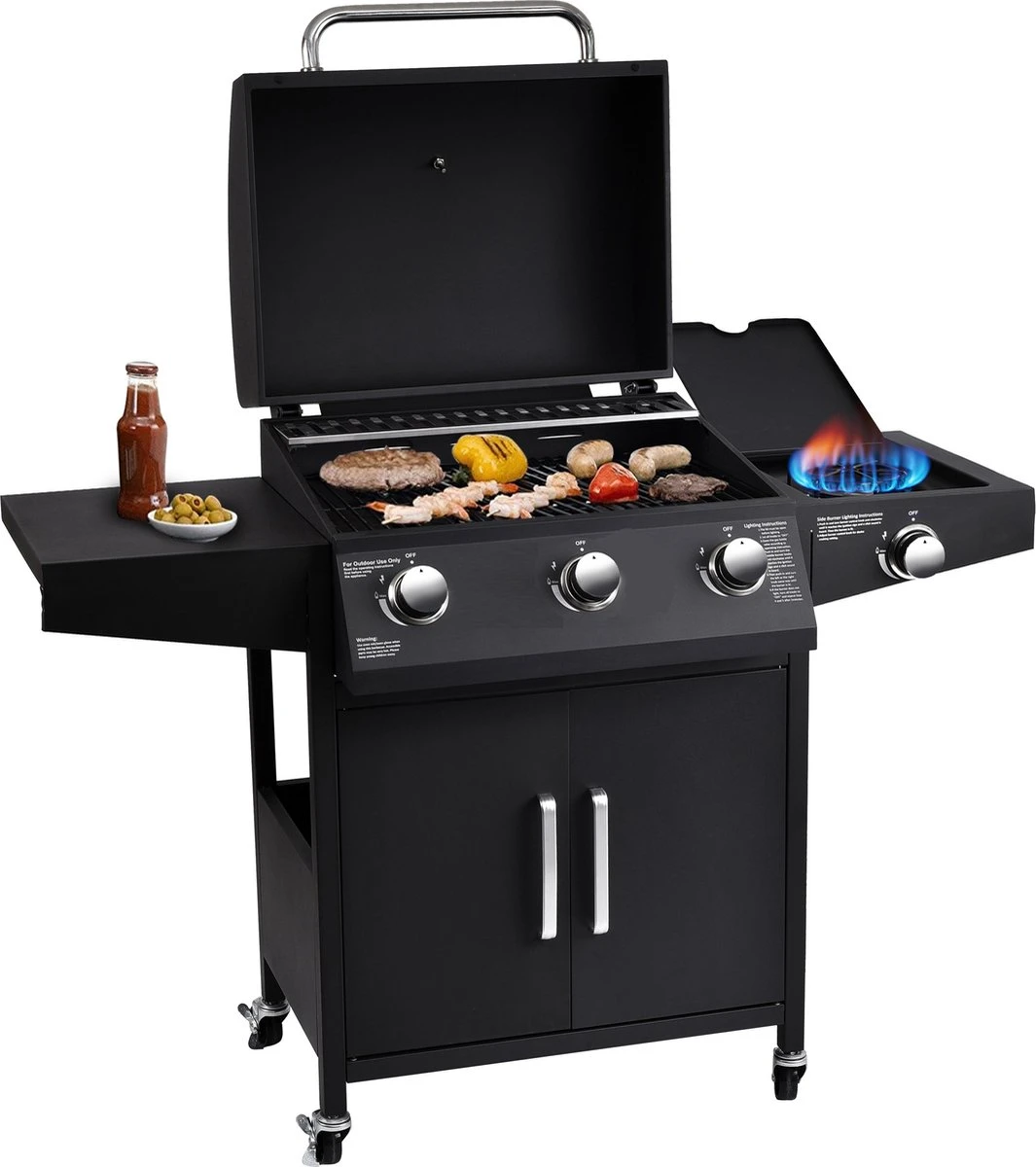 MaxxGarden Gas Barbecue - 3 Branders - Incl. Gratis BBQ Set 3 MaxxGarden Gas Barbecue - 3 Branders - Incl. Gratis BBQ Set