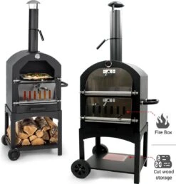 MaxxGarden Pizza Oven - Smoker Barbecue Op Hout, Houtskool Of Pellets - 45 X 65 X 158cm -Barbecues Winkel 1146x1200
