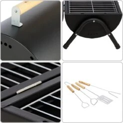 MaxxGarden BBQ - Houtskool Barbecue - Smoker Barbecue - Grilloppervlak (LxB) 38 X 52 Cm - Met Dubbel Grill Vlak - Zwart -Barbecues Winkel 1196x1200