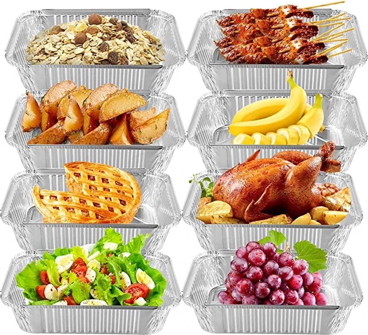 Rechthoekige Aluminium Bakje 850cc - 50 Stuks - 20x14x5 Cm 6 Rechthoekige Aluminium Bakje 850cc - 50 Stuks - 20x14x5 Cm - Afbeelding 4