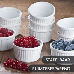 Chefarone Mini Ronde Ovenschalen - Mini Vormpjes Set Van 10 - Bakvormen Keramiek 200 ML - Crème Brulée Schaaltje - Wit -Barbecues Winkel 1200x1200 106