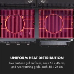Klarstein Kingsville Double Barbecue - Houtskool- En Gasbarbecue - Smoker BBQ - Inclusief Deksels En Thermometer - Met 2 Roosters - Zwart -Barbecues Winkel 1200x1200 50