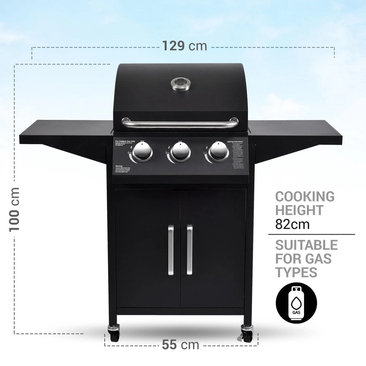 MaxxGarden Gas Barbecue - 3 Branders - Incl. Gratis BBQ Set 8 MaxxGarden Gas Barbecue - 3 Branders - Incl. Gratis BBQ Set - Afbeelding 6