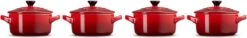 Le Creuset Aardewerken Mini Pannetjes Set Van 4 Stuks Kersenrood -Barbecues Winkel 1200x184