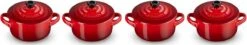 Le Creuset Aardewerken Mini Pannetjes Set Van 4 Stuks Kersenrood -Barbecues Winkel 1200x220