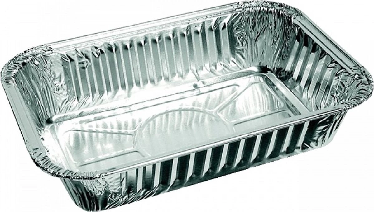 Rechthoekige Aluminium Bakje 850cc - 50 Stuks - 20x14x5 Cm 3 Rechthoekige Aluminium Bakje 850cc - 50 Stuks - 20x14x5 Cm
