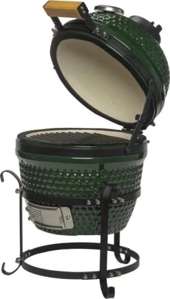 Patton Kamado Keramische Houtskoolbarbecue - 13" - Grilloppervlak Ø 28 Cm - Inclusief Heatdeflector - Groen -Barbecues Winkel 682x1200
